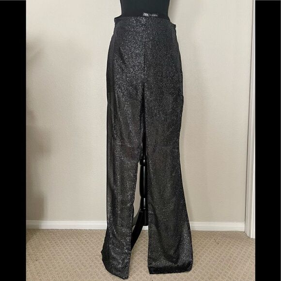 NWT Zara Shiny Straight Leg Pants - Picture 2 of 10
